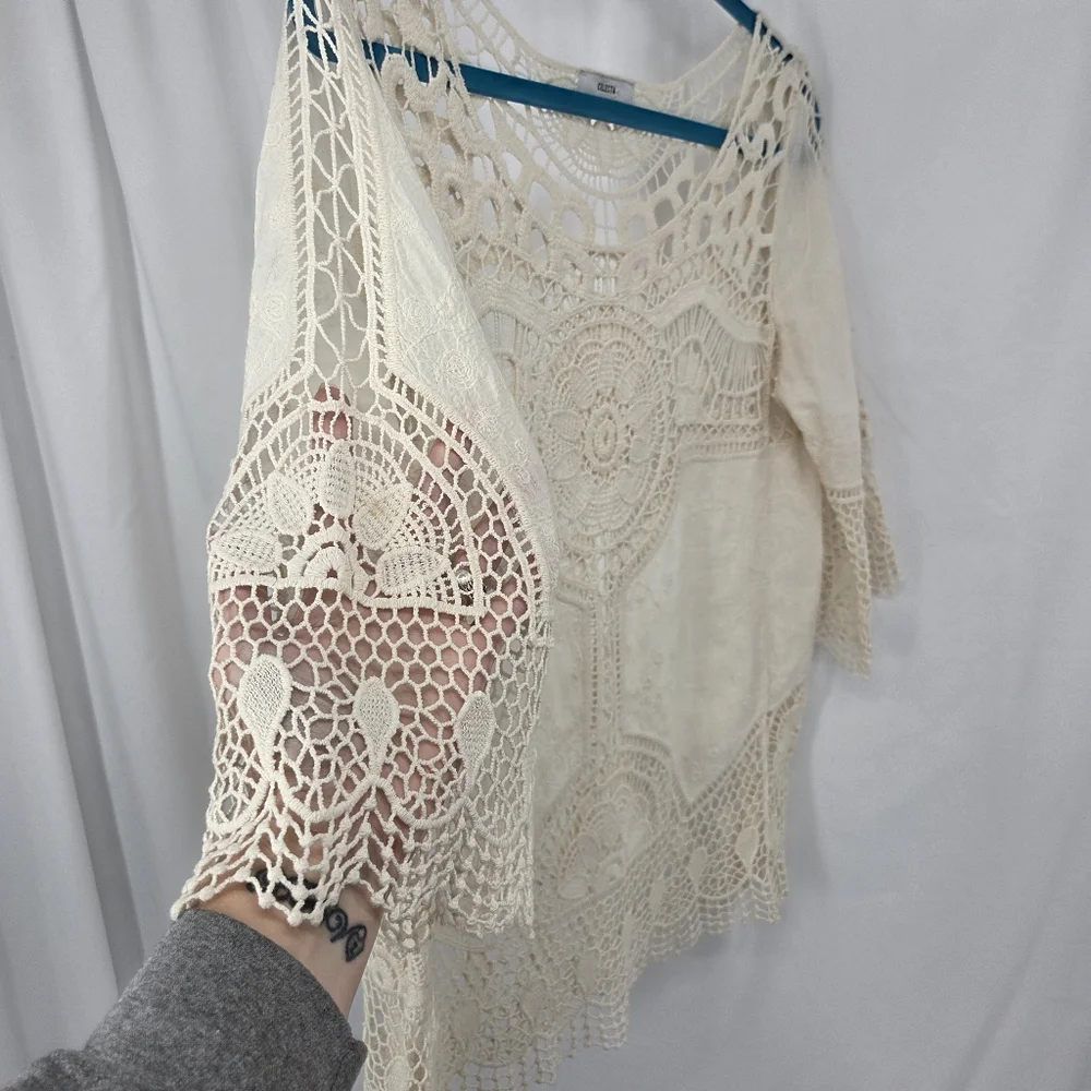 Celesta BOHO lace women's blouse sz Large
